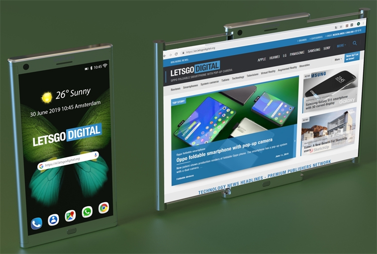 Патент Samsung: Смартфон с гибким экраном, расширяющийся до планшета