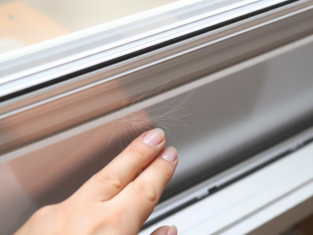 Remove scratches from the aluminum window profile.фото